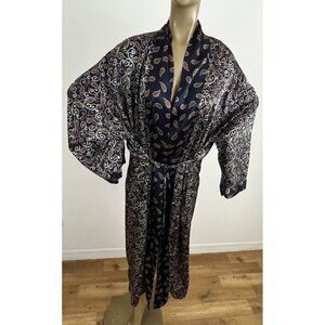Vintage Go Softly Women's M Robe Paisley Satin Silky NO BELT
